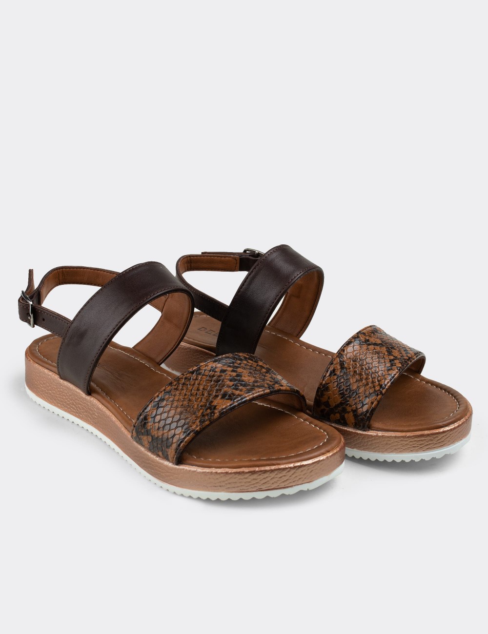 Brown  Leather Sandals - 02120ZKHVC03
