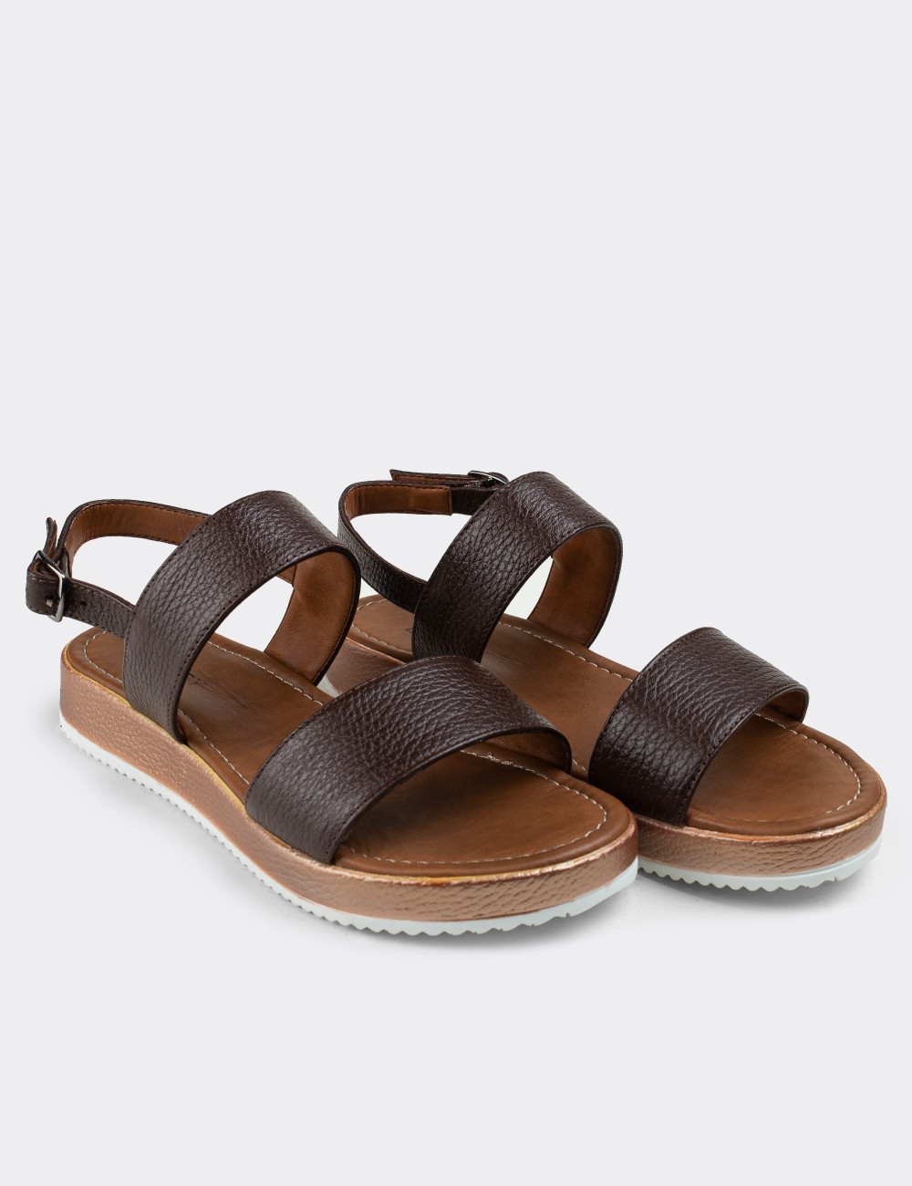 Brown  Leather Sandals - 02120ZKHVC02