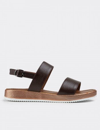 Brown  Leather Sandals - 02120ZKHVC02