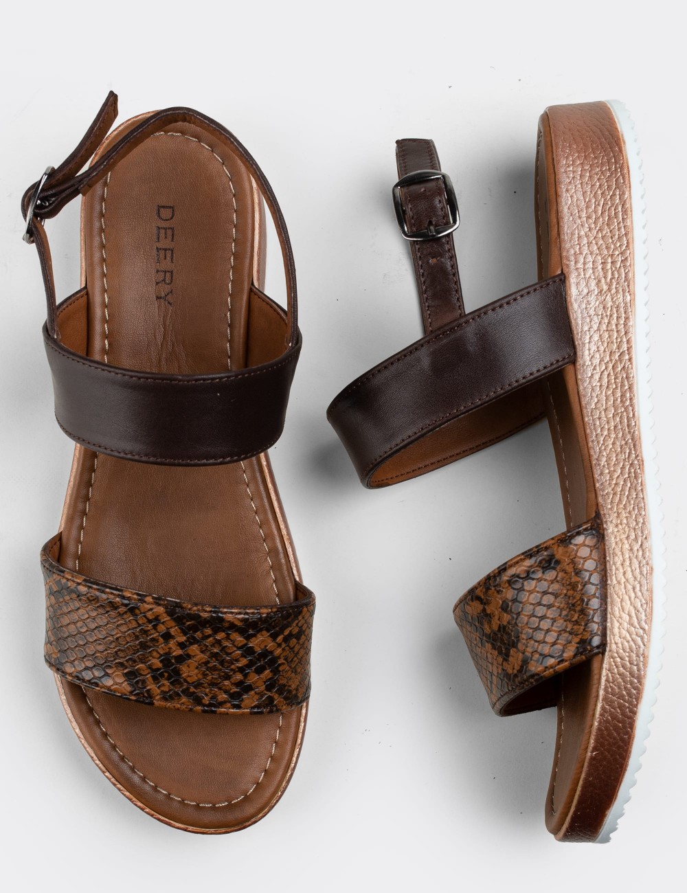 Brown  Leather Sandals - 02120ZKHVC03