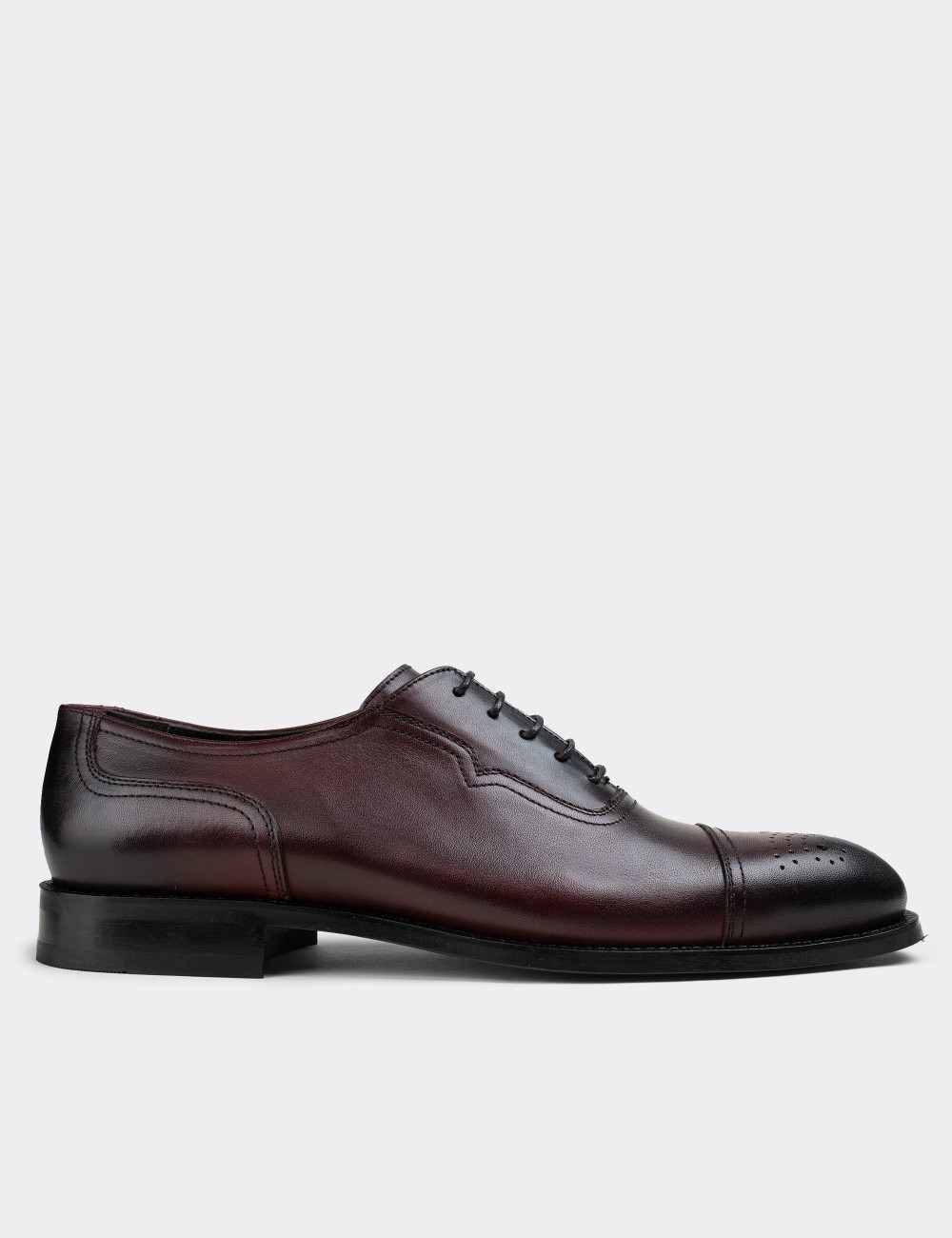 Burgundy  Leather Classic Shoes - 01687MBRDM01