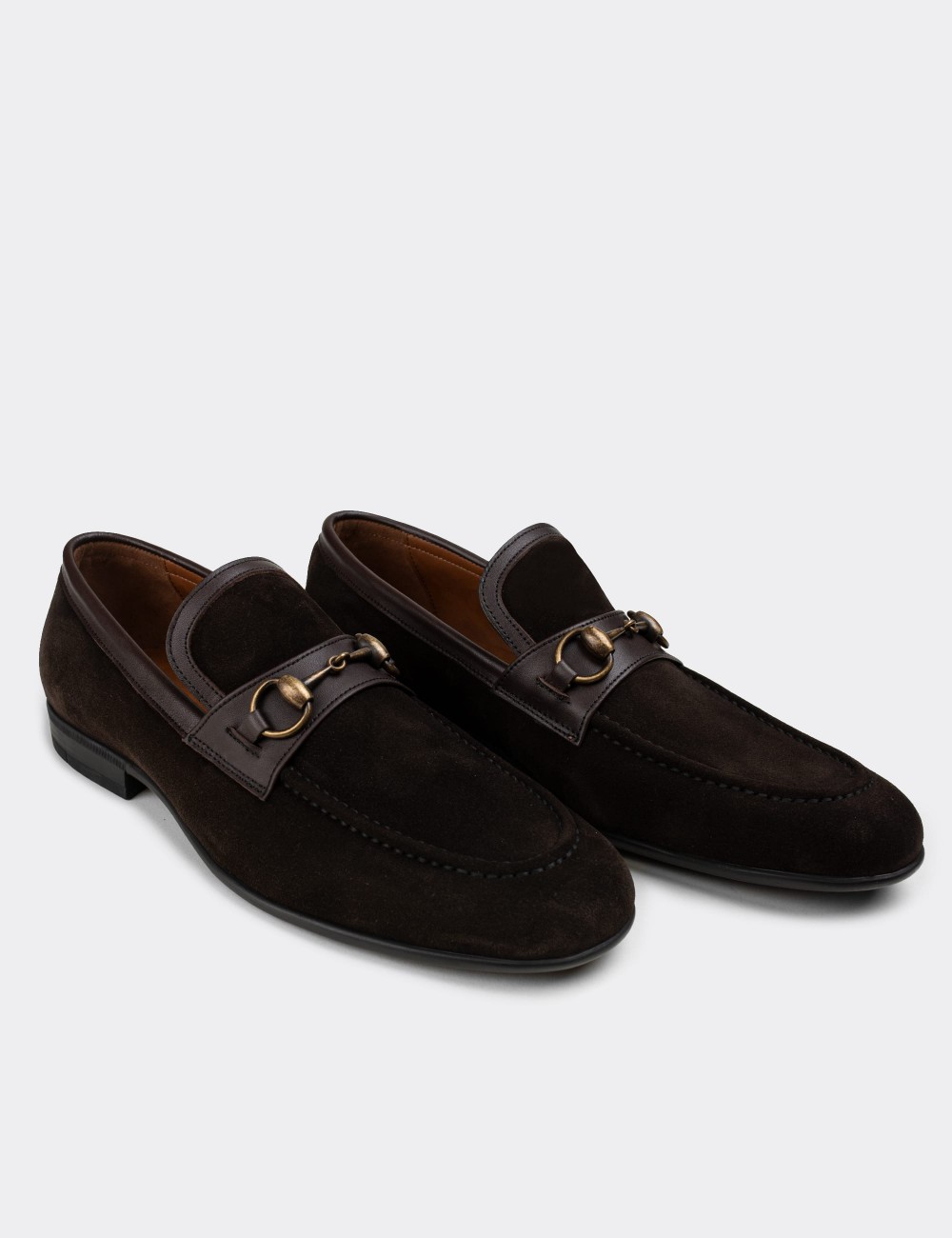 Brown Suede Leather Loafers - 01712MKHVC02