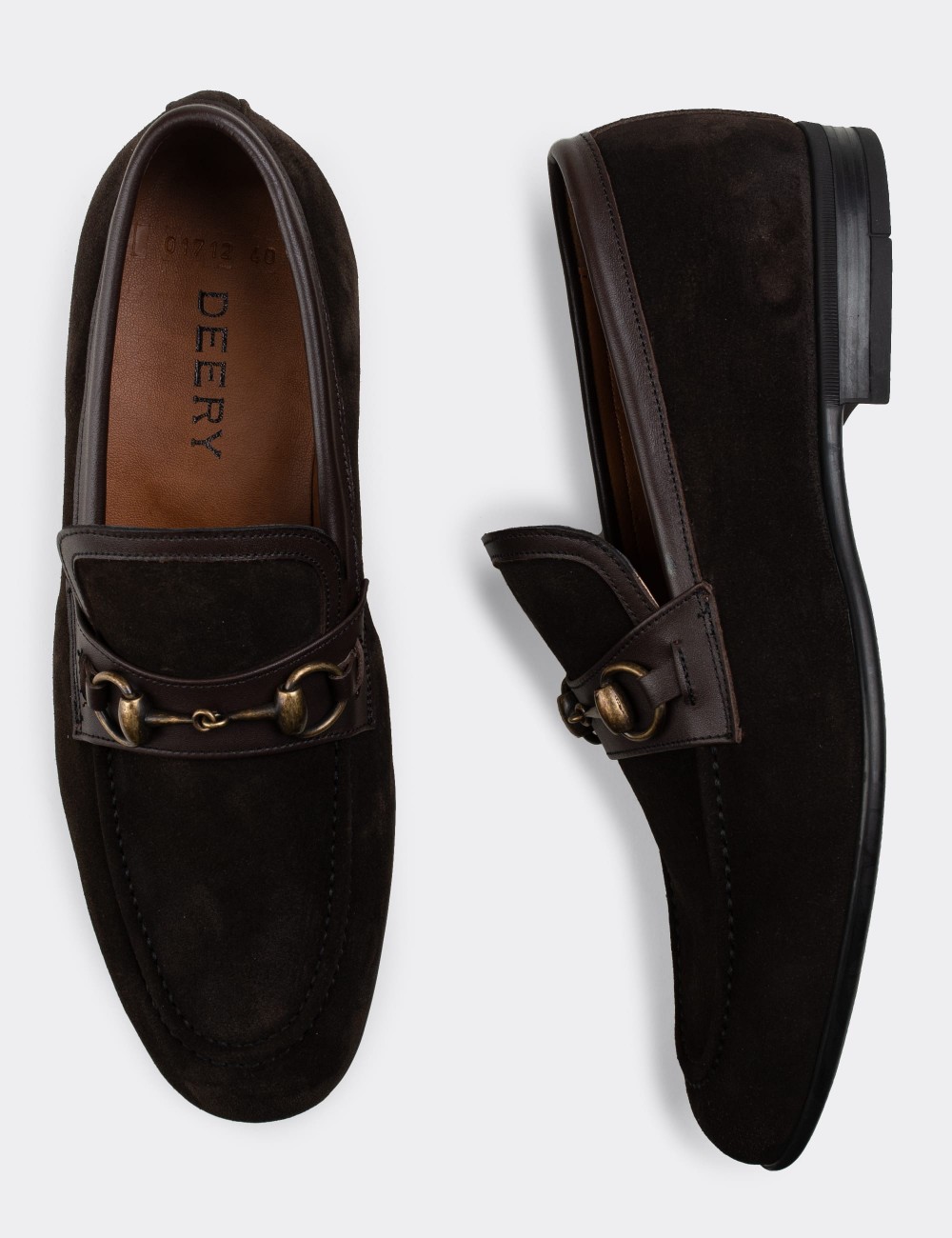 Brown Suede Leather Loafers - 01712MKHVC02