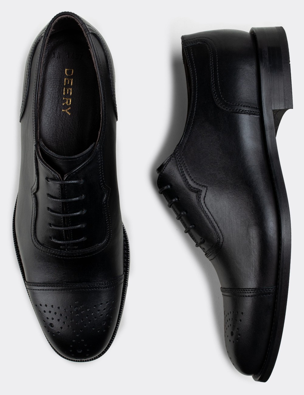 Black  Leather Classic Shoes - 01687MSYHM01