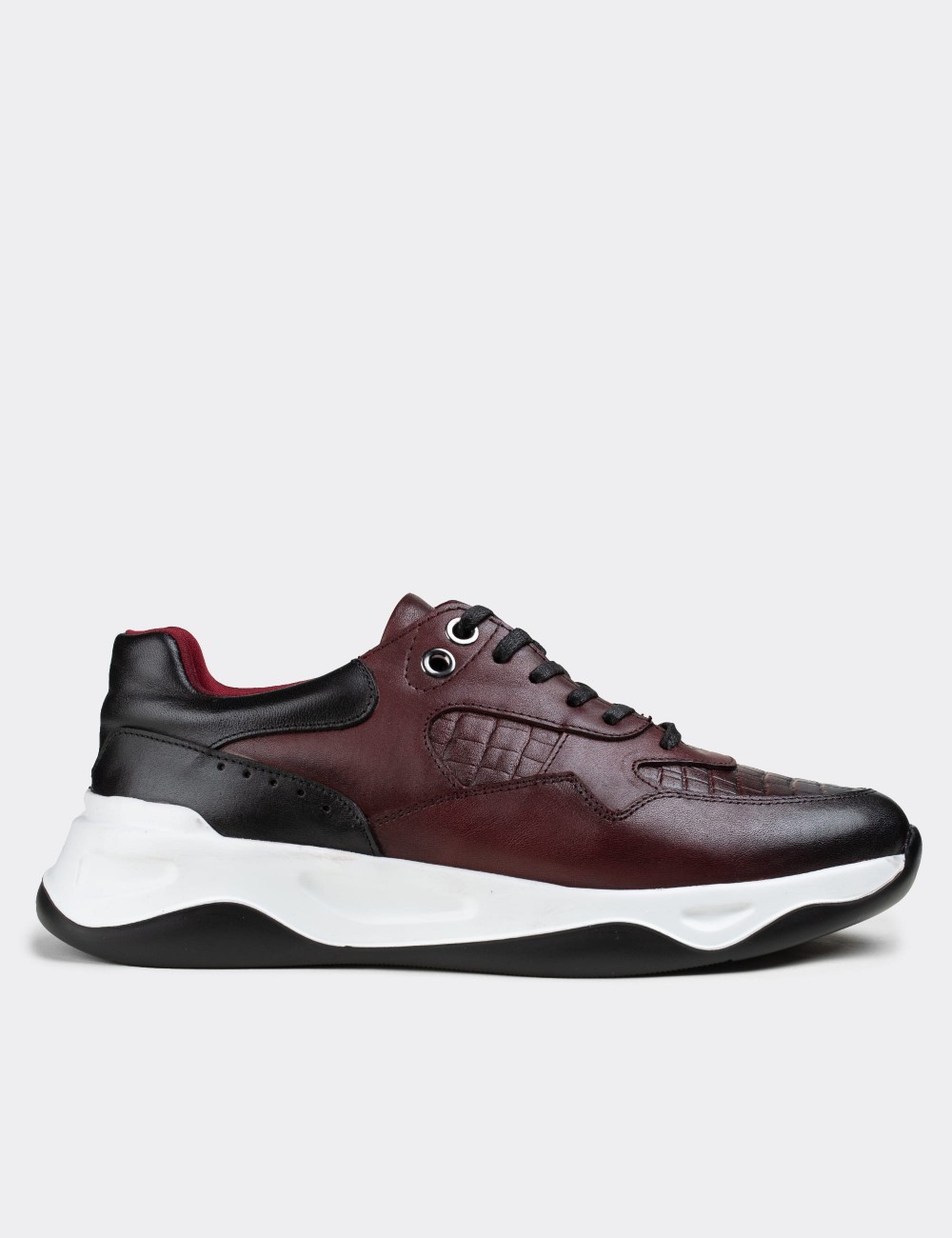Burgundy  Leather Sneakers - 01818MBRDE01