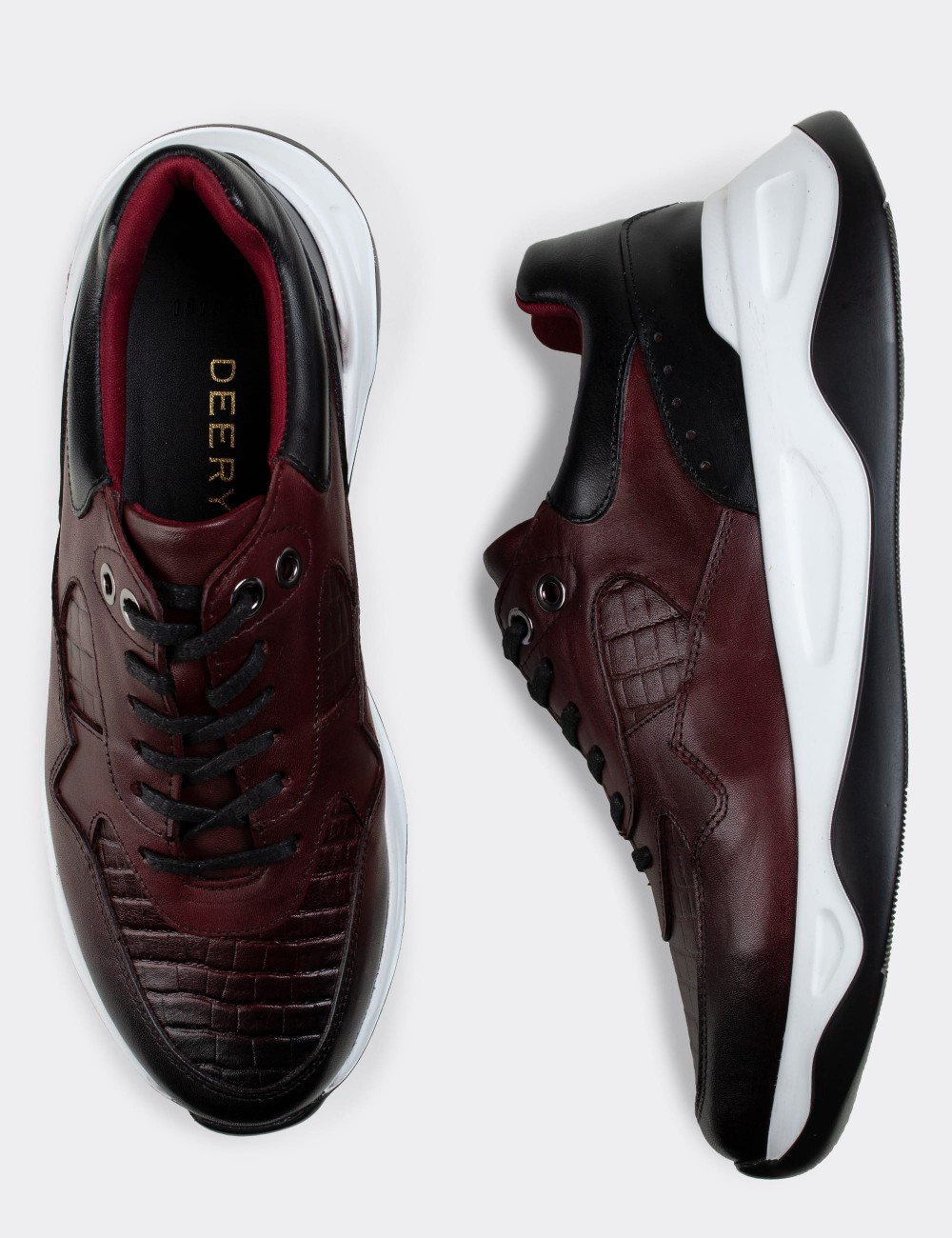 Burgundy  Leather Sneakers - 01818MBRDE01