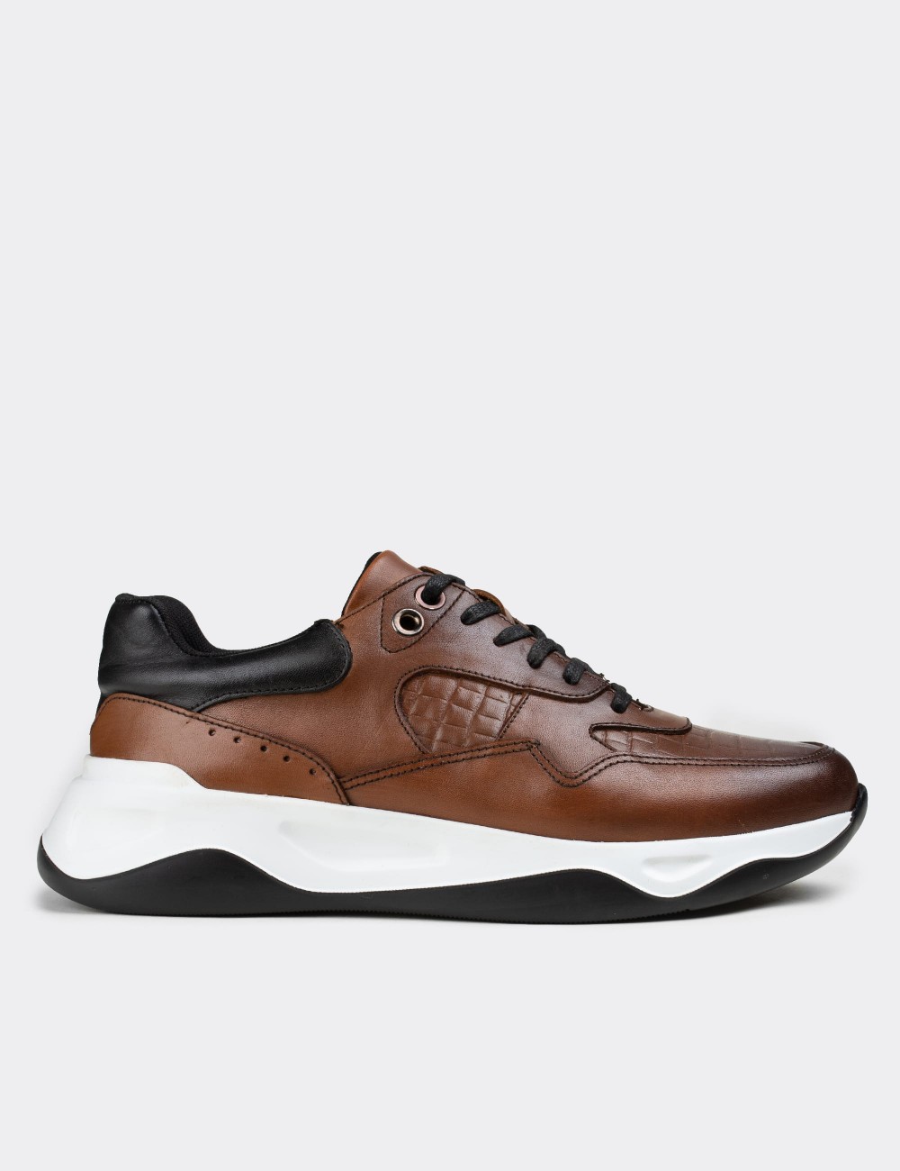 Tan  Leather Sneakers - 01818MTBAE01