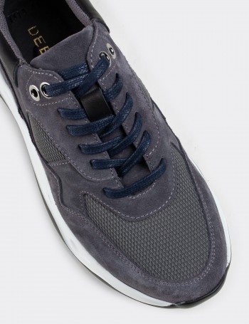 Gray Suede Leather  Sneakers - 01818MGRIE01