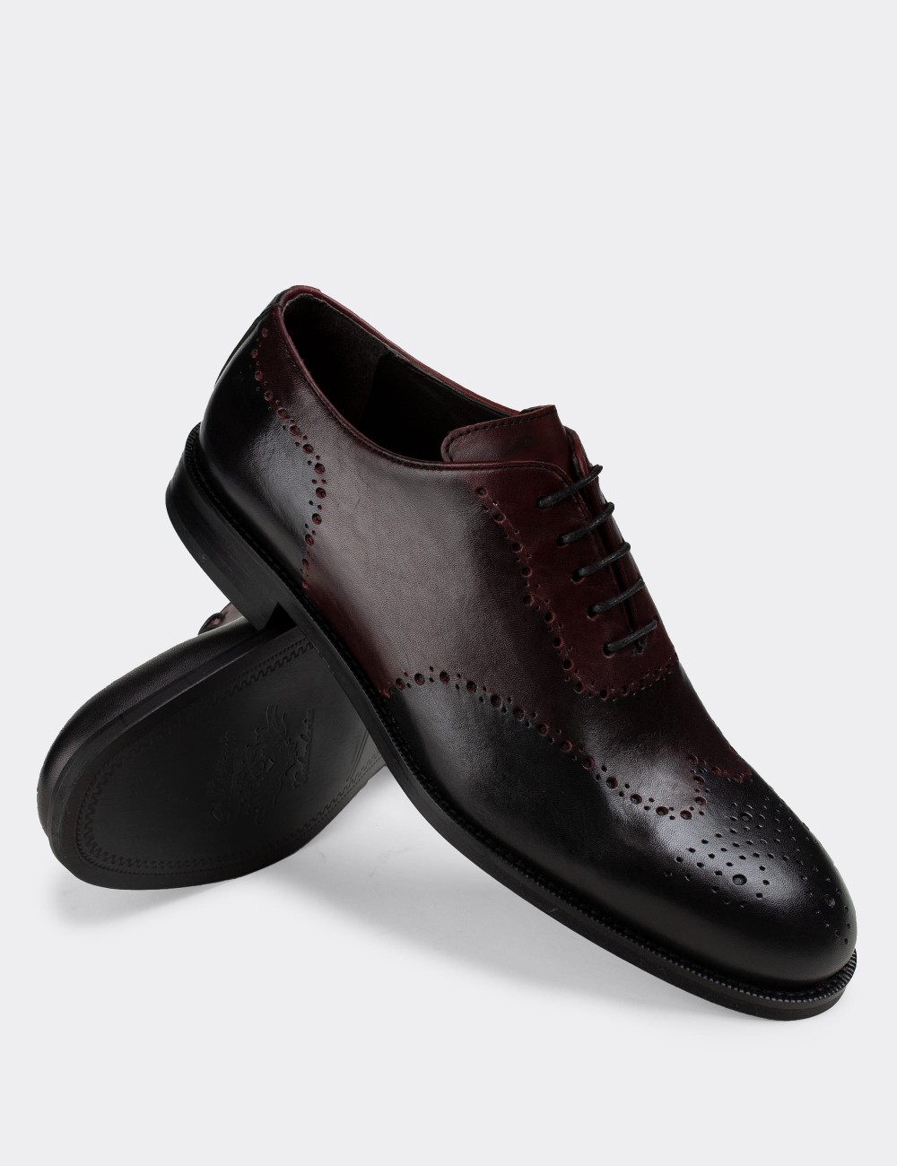 Burgundy  Leather Classic Shoes - 01684MBRDM01