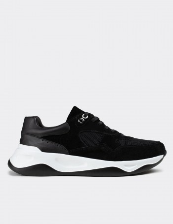 Black Suede Leather Sneakers - 01818MSYHE01