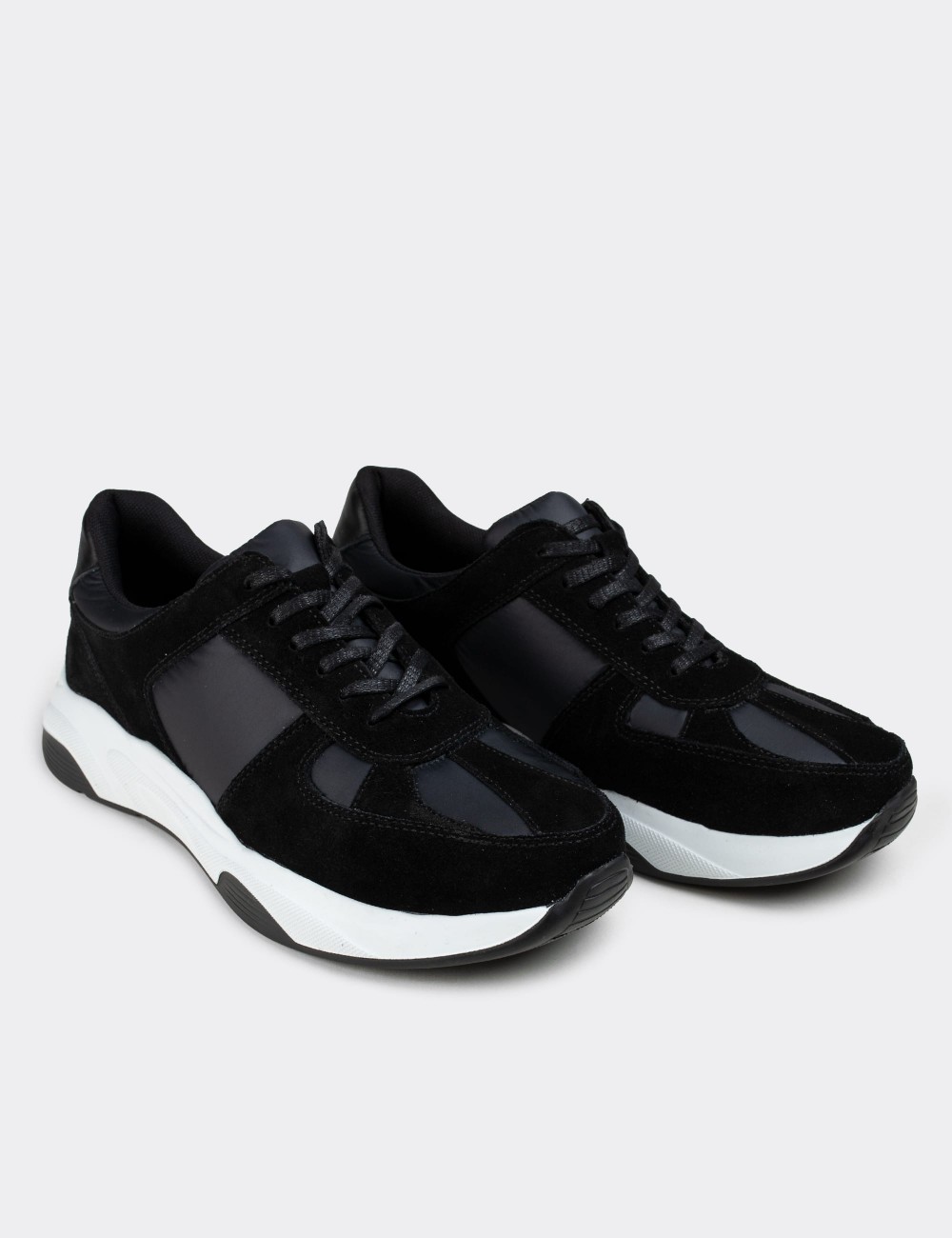 Black Suede Leather Sneakers - 01821MSYHE01