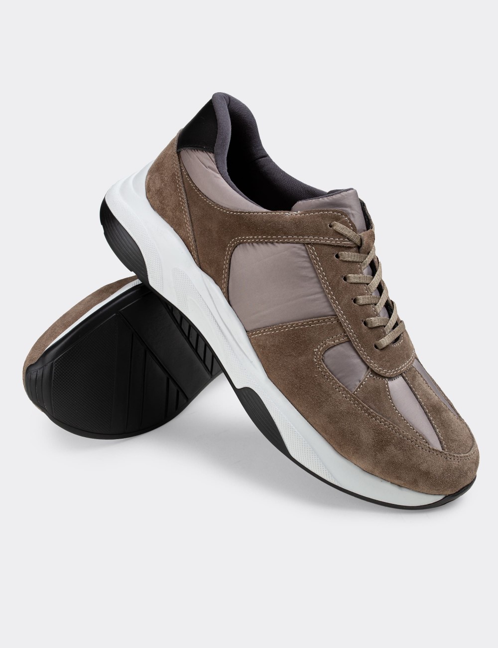 Beige Suede Leather Sneakers - 01821MBEJE01