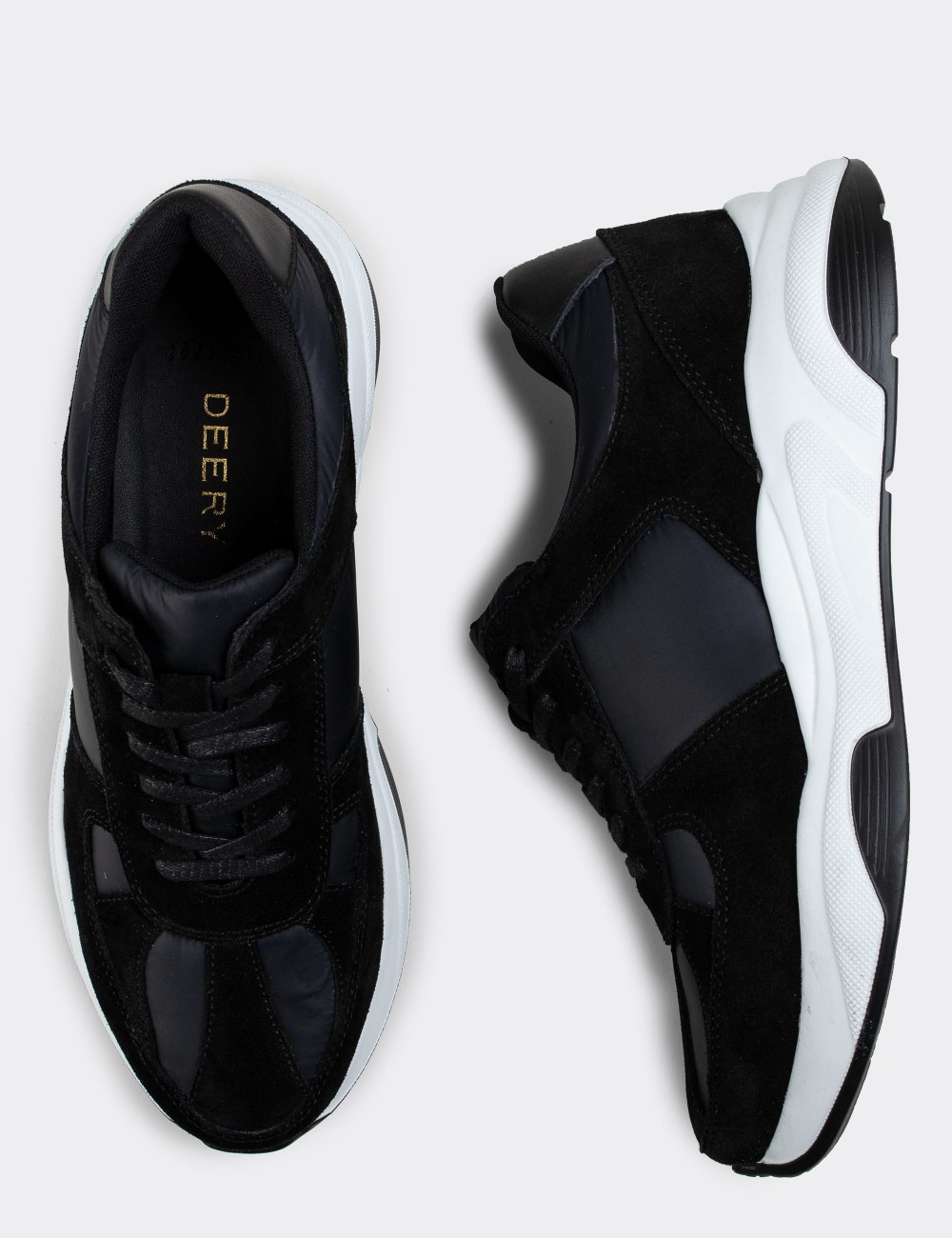 Black Suede Leather Sneakers - 01821MSYHE01