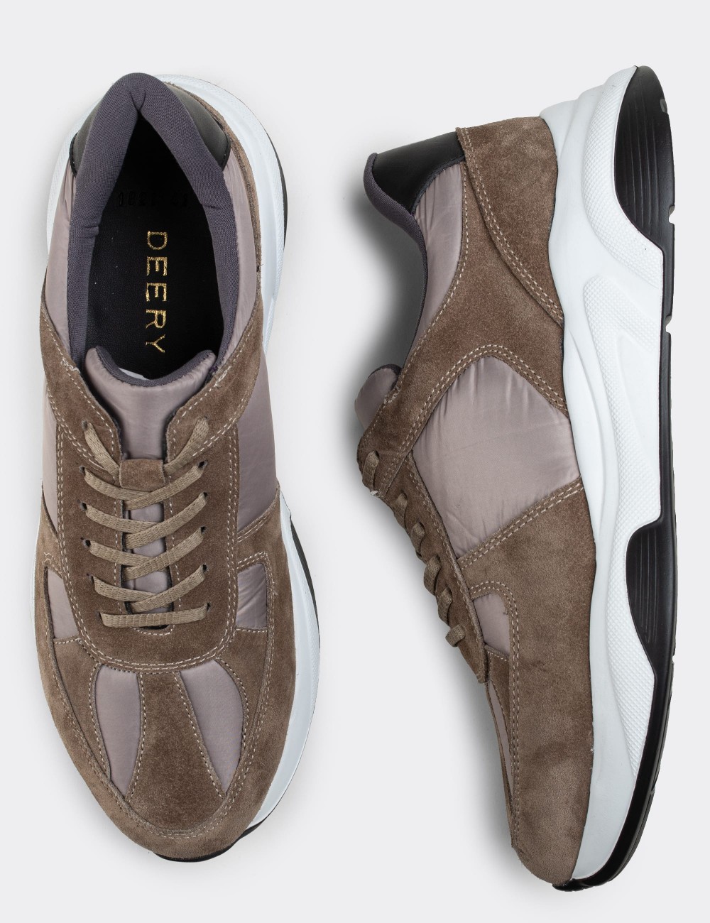 Beige Suede Leather Sneakers - 01821MBEJE01
