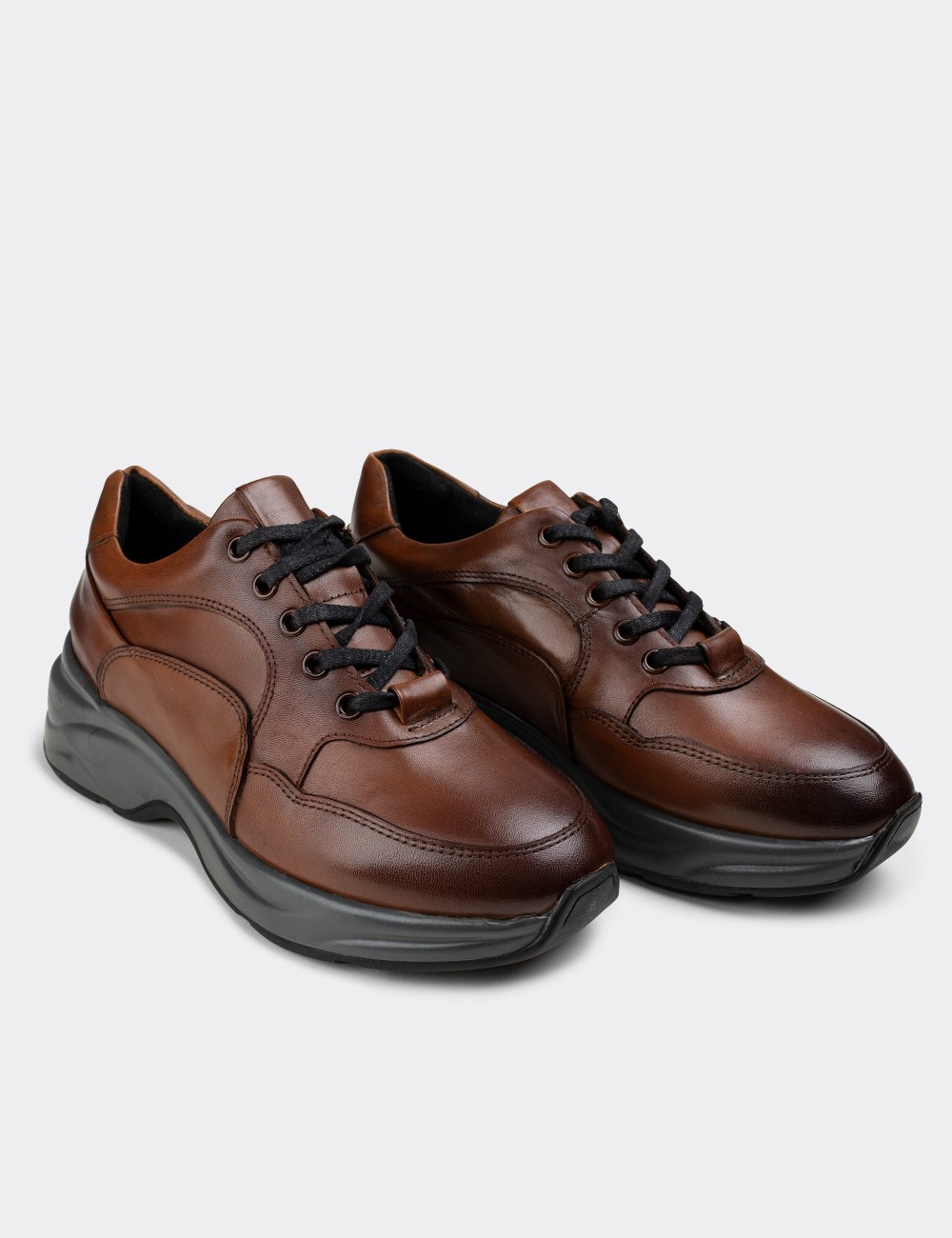 Tan  Leather Sneakers - 01817ZTBAT01