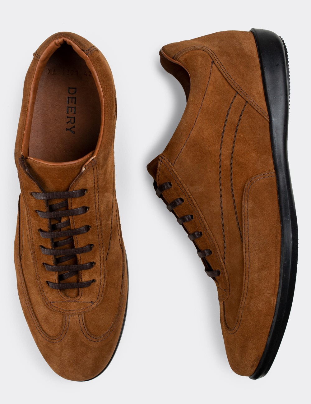Brown  Leather Lace-up Shoes - 00321MTRNC01