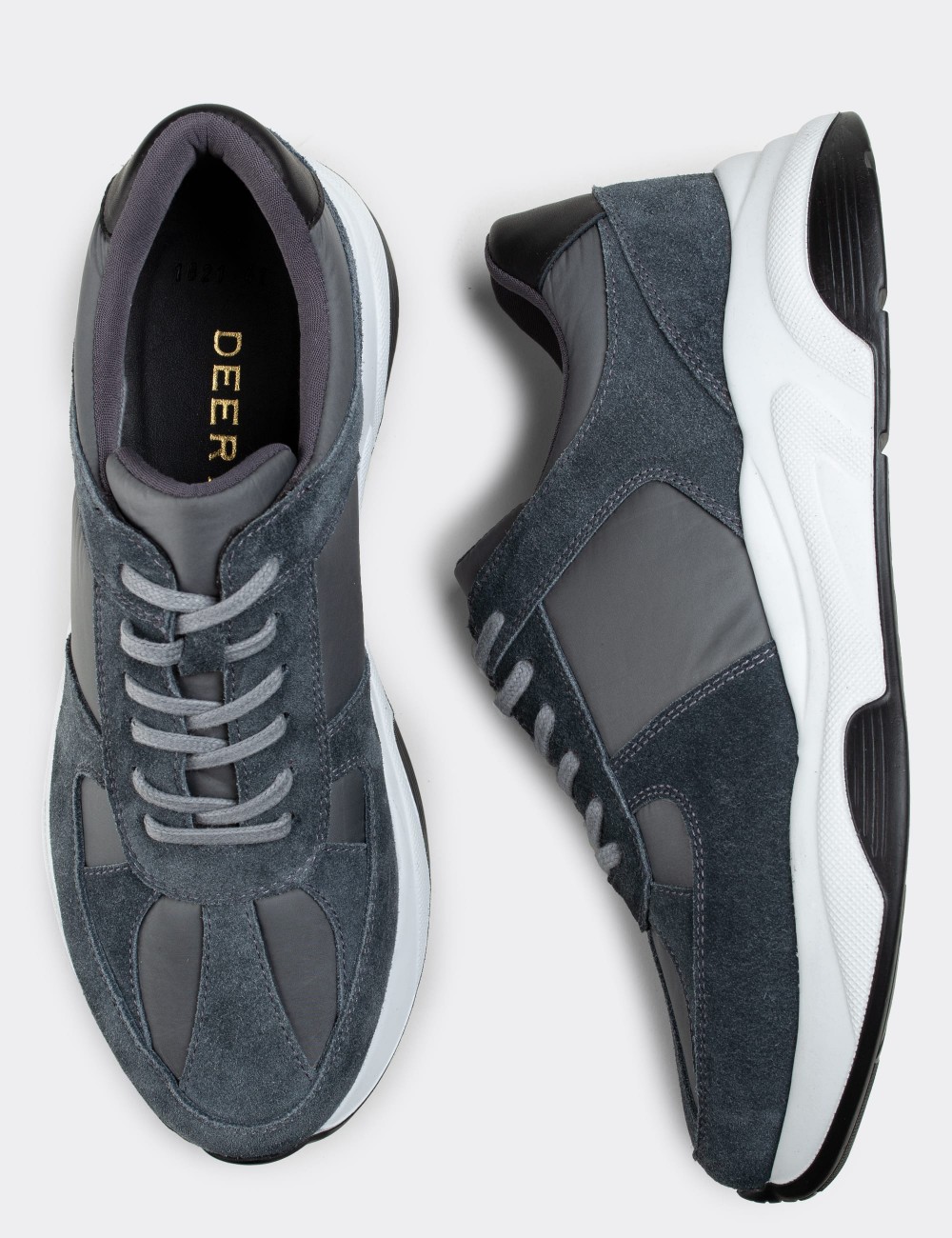 Gray Suede Leather Sneakers - 01821MGRIE01
