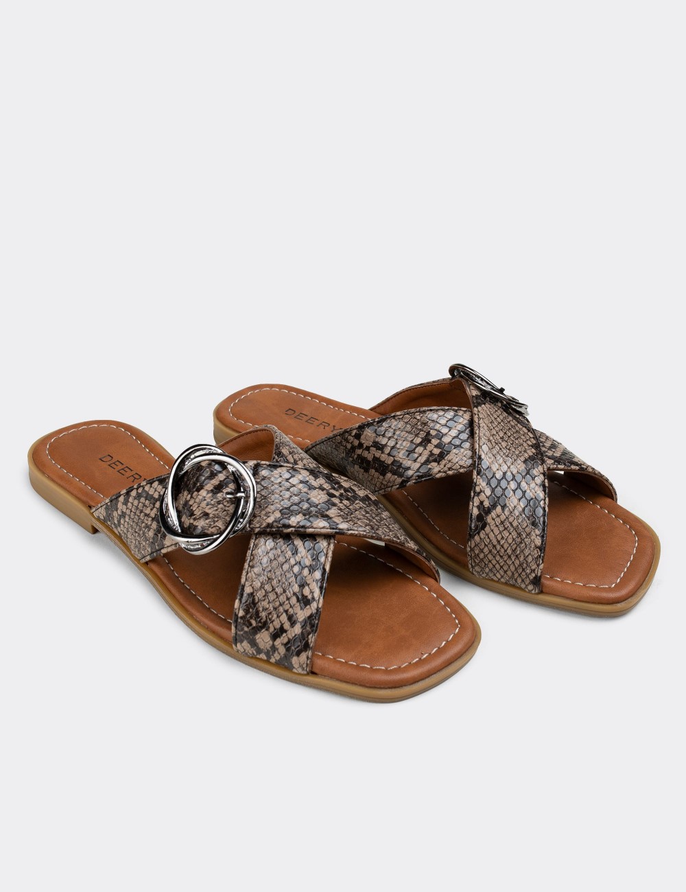 Brown Croco Sandals - E2136ZKHVC01