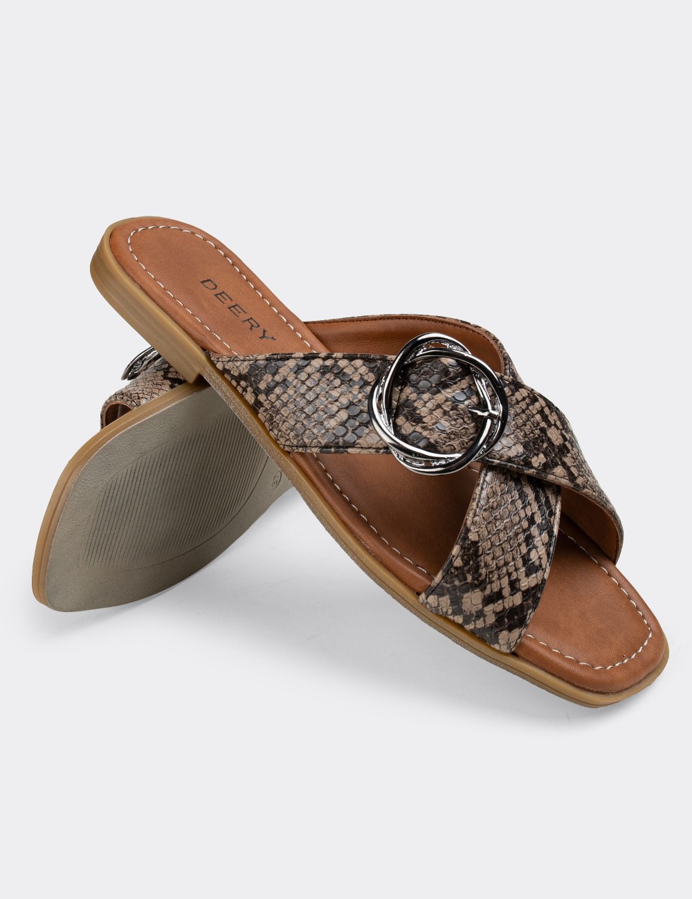 Brown Croco Sandals - E2136ZKHVC01
