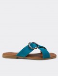 Blue Suede Leather Sandals