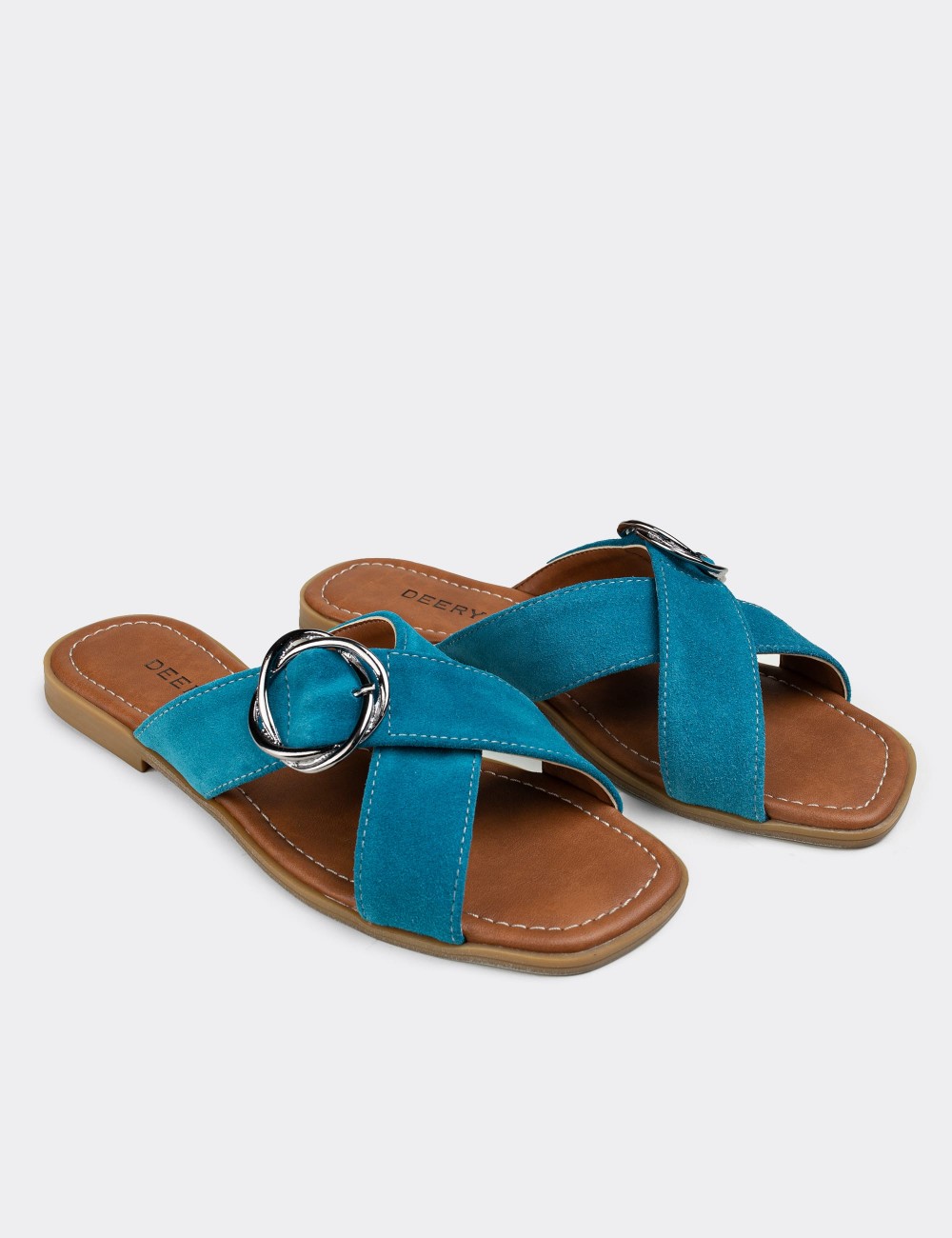 Blue Suede Leather Sandals - E2136ZMVIC01