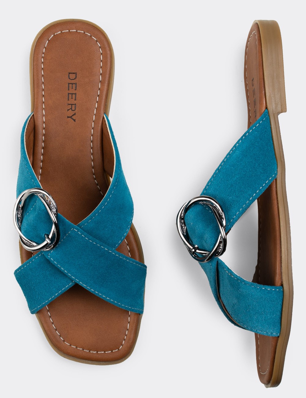 Blue Suede Leather Sandals - E2136ZMVIC01