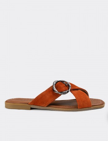Orange Suede Leather Sandals - E2136ZTRCC01