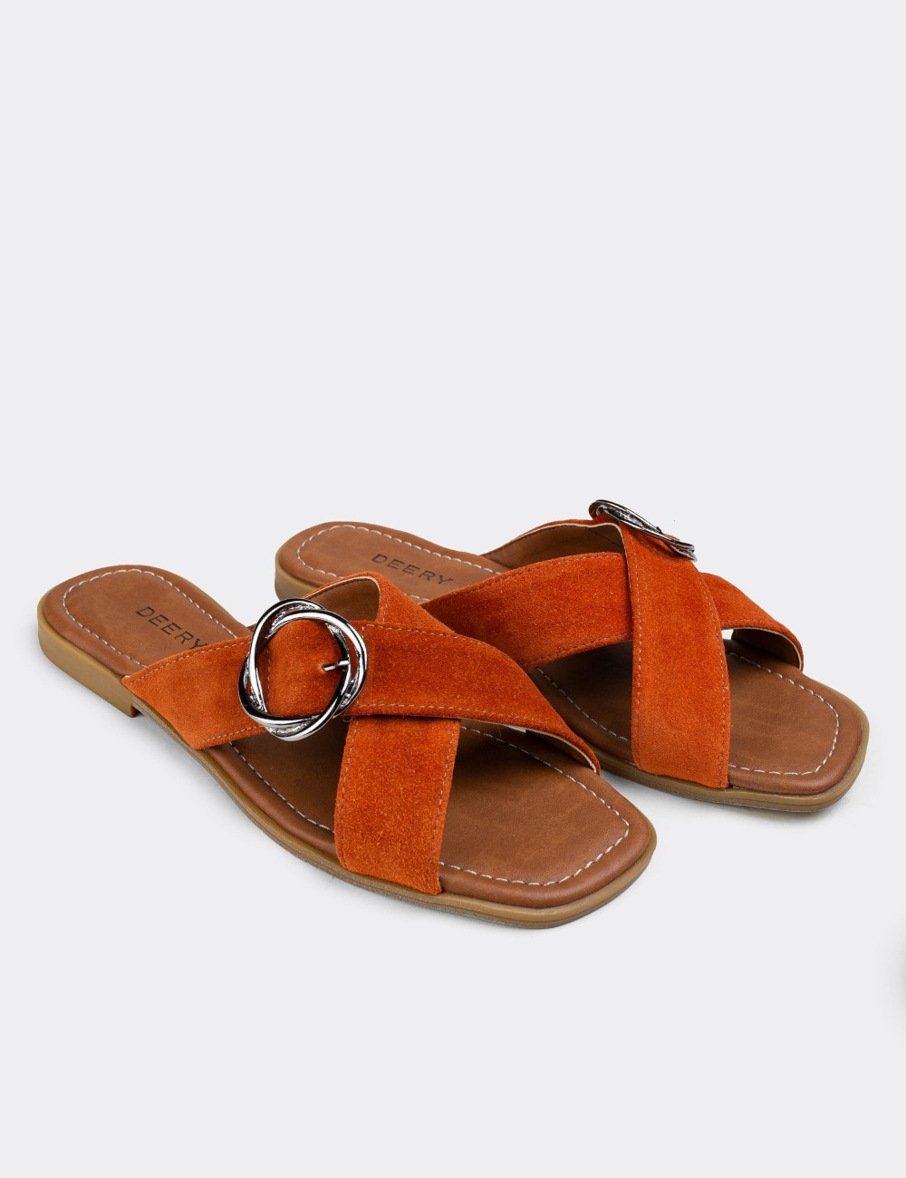 Orange Suede Leather Sandals - E2136ZTRCC01
