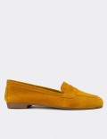 Yellow Suede Leather Loafers