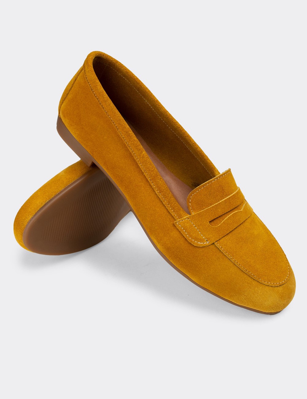 Yellow Suede Leather Loafers - E3202ZSRIC01