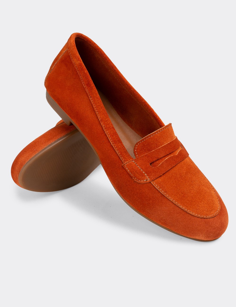 Orange  Leather Loafers - E3202ZTRCC01