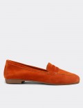 Orange  Leather Loafers