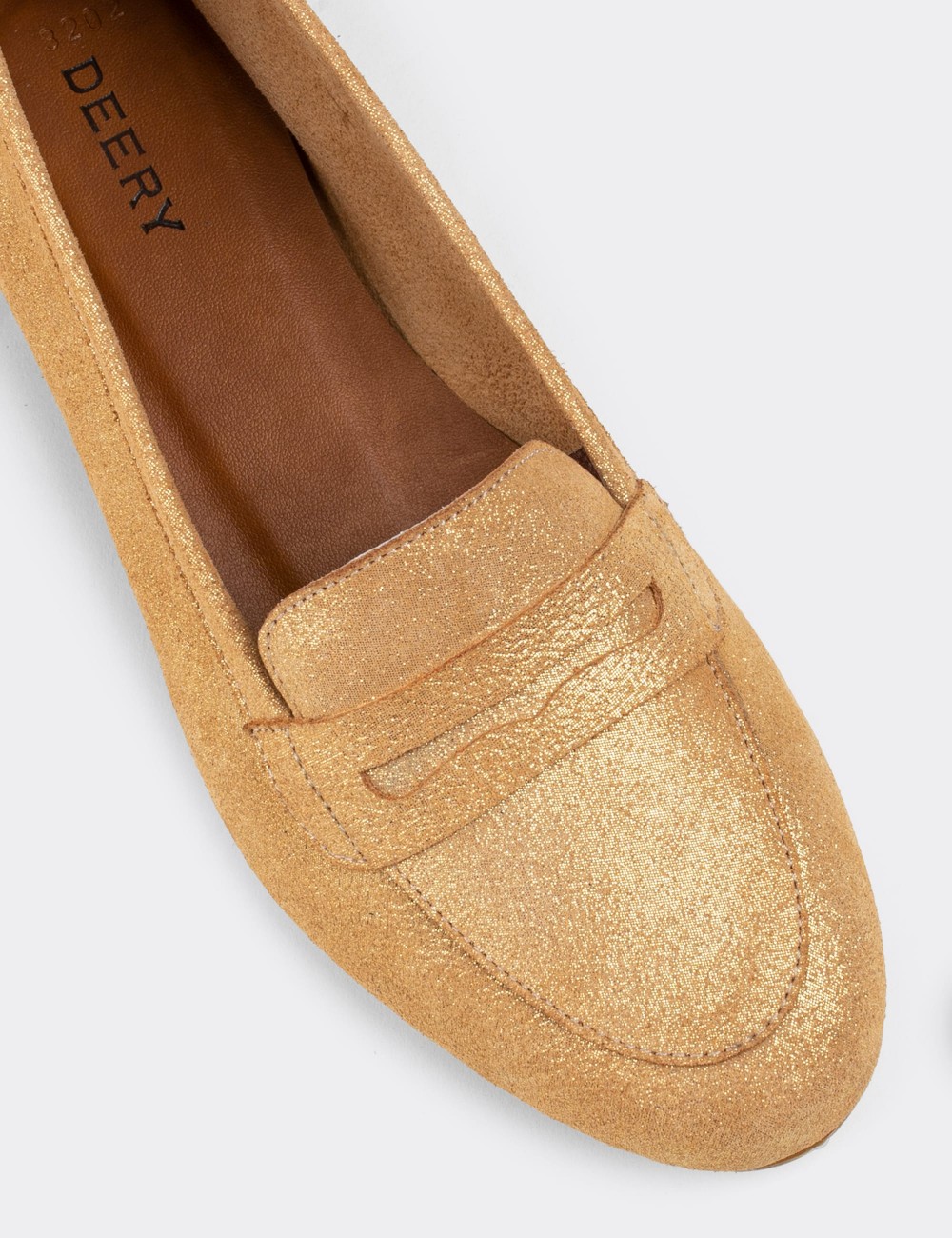 Gold Suede Leather Loafers - E3202ZALTC01