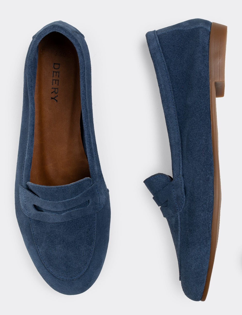 Blue Suede Leather Loafers - E3202ZMVIC01