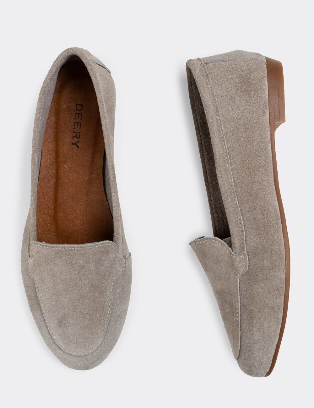 Beige Suede Leather Loafers - E3206ZBEJC01