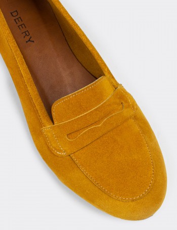 Yellow Suede Leather Loafers - E3202ZSRIC01