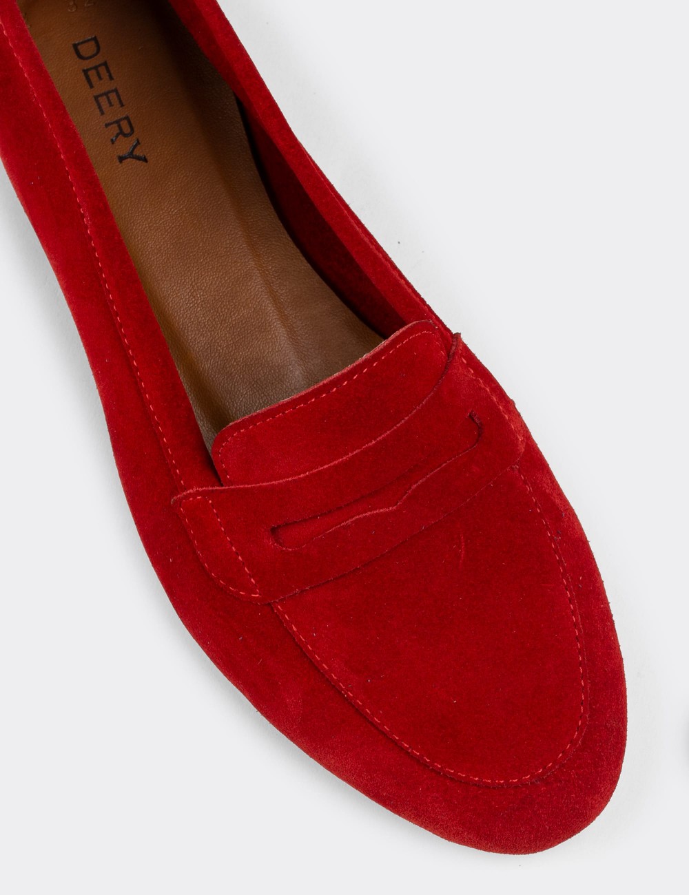 Red Suede Leather Loafers - E3202ZKRMC01