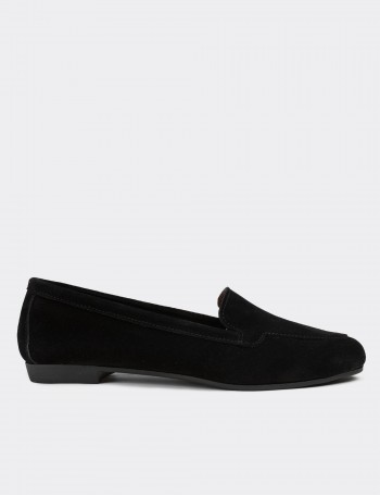 Black Suede Leather Loafers - E3206ZSYHC01