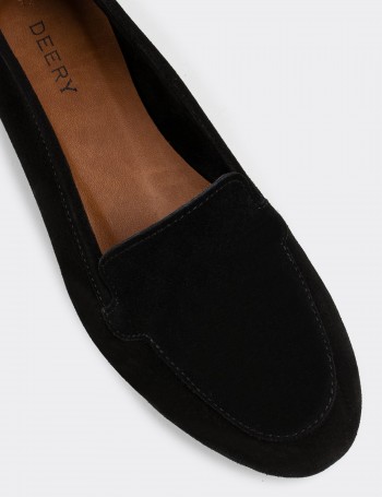 Black Suede Leather Loafers - E3206ZSYHC01