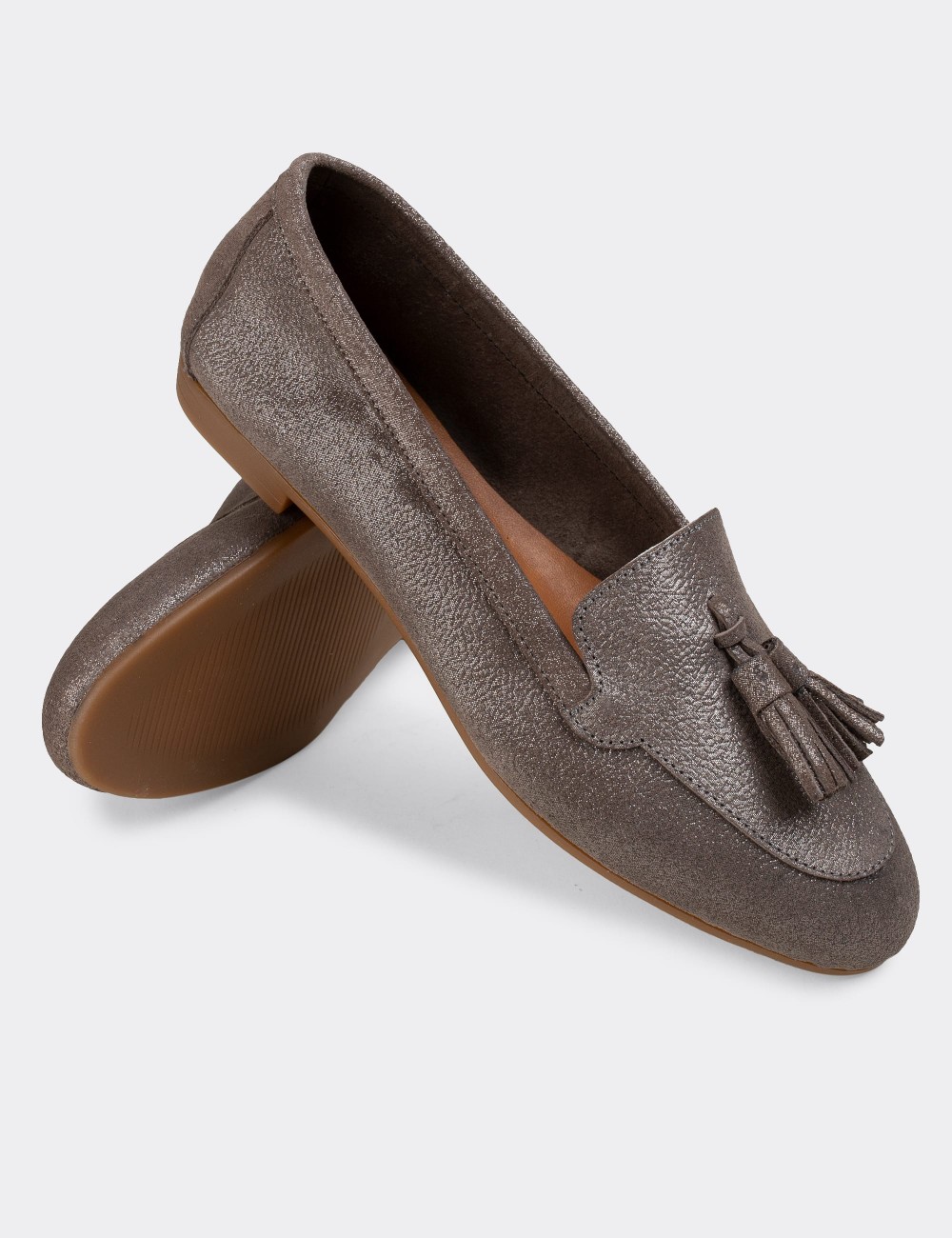 Gray Suede Leather Loafers - E3209ZGRIC01