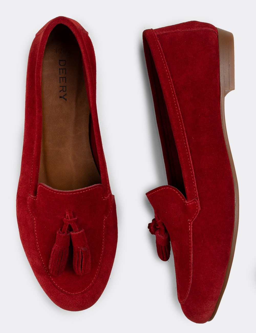 Red Suede Leather Loafers - E3209ZKRMC01