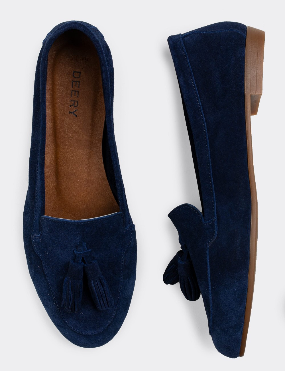 Navy Suede Leather Loafers - E3209ZLCVC02