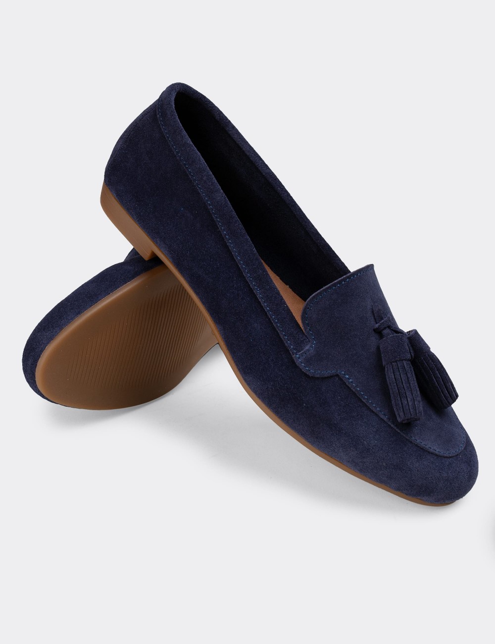 Navy Suede Leather Loafers - E3209ZLCVC01