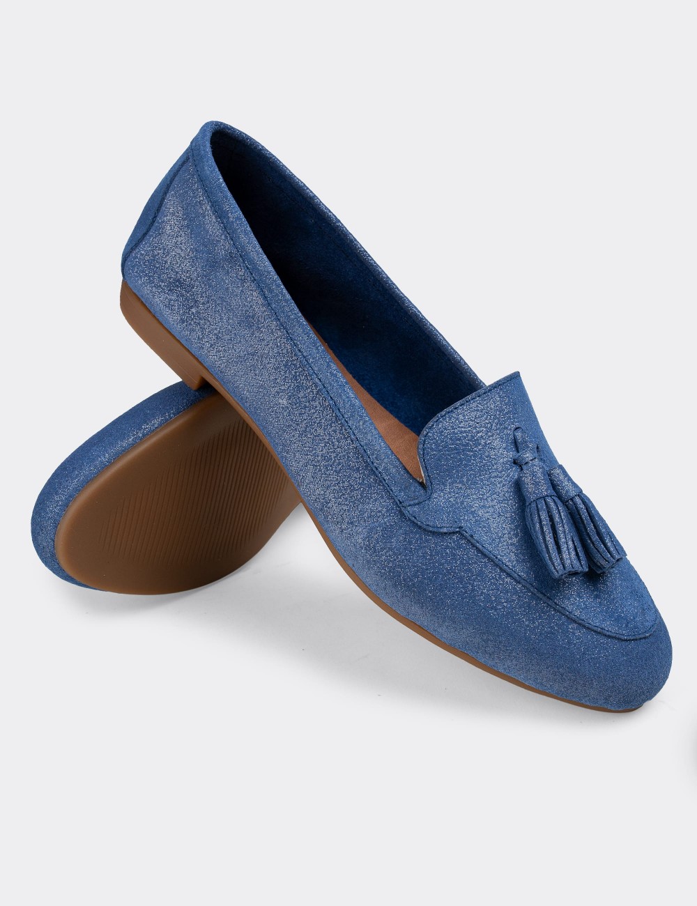 Blue Suede Leather Loafers - E3209ZMVIC02