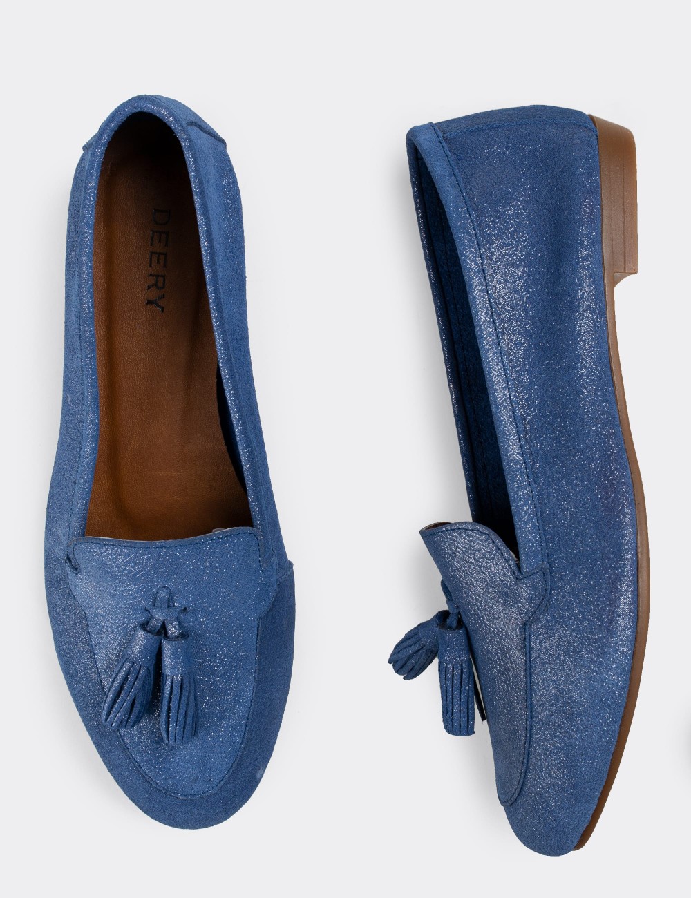Blue Suede Leather Loafers - E3209ZMVIC02