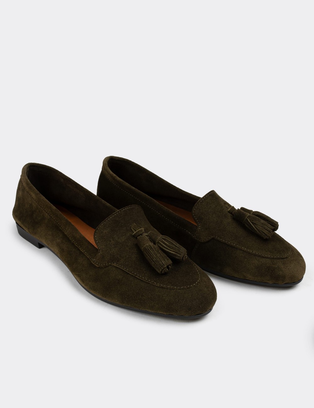 Green Suede Leather Loafers - E3209ZYSLC02