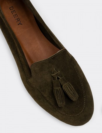 Green Suede Leather Loafers - E3209ZYSLC02