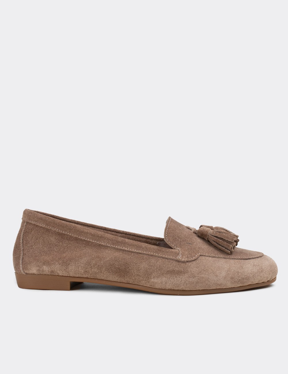 Beige Suede Leather Loafers - E3209ZBEJC01