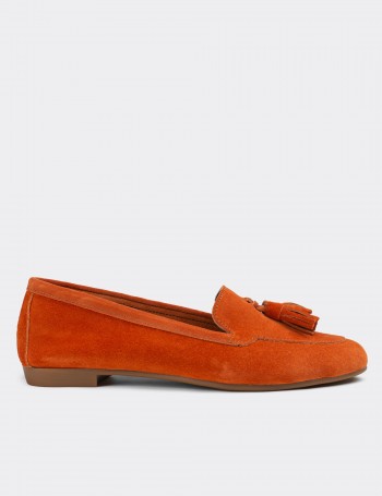 Orange Suede Leather Loafers - E3209ZTRCC01