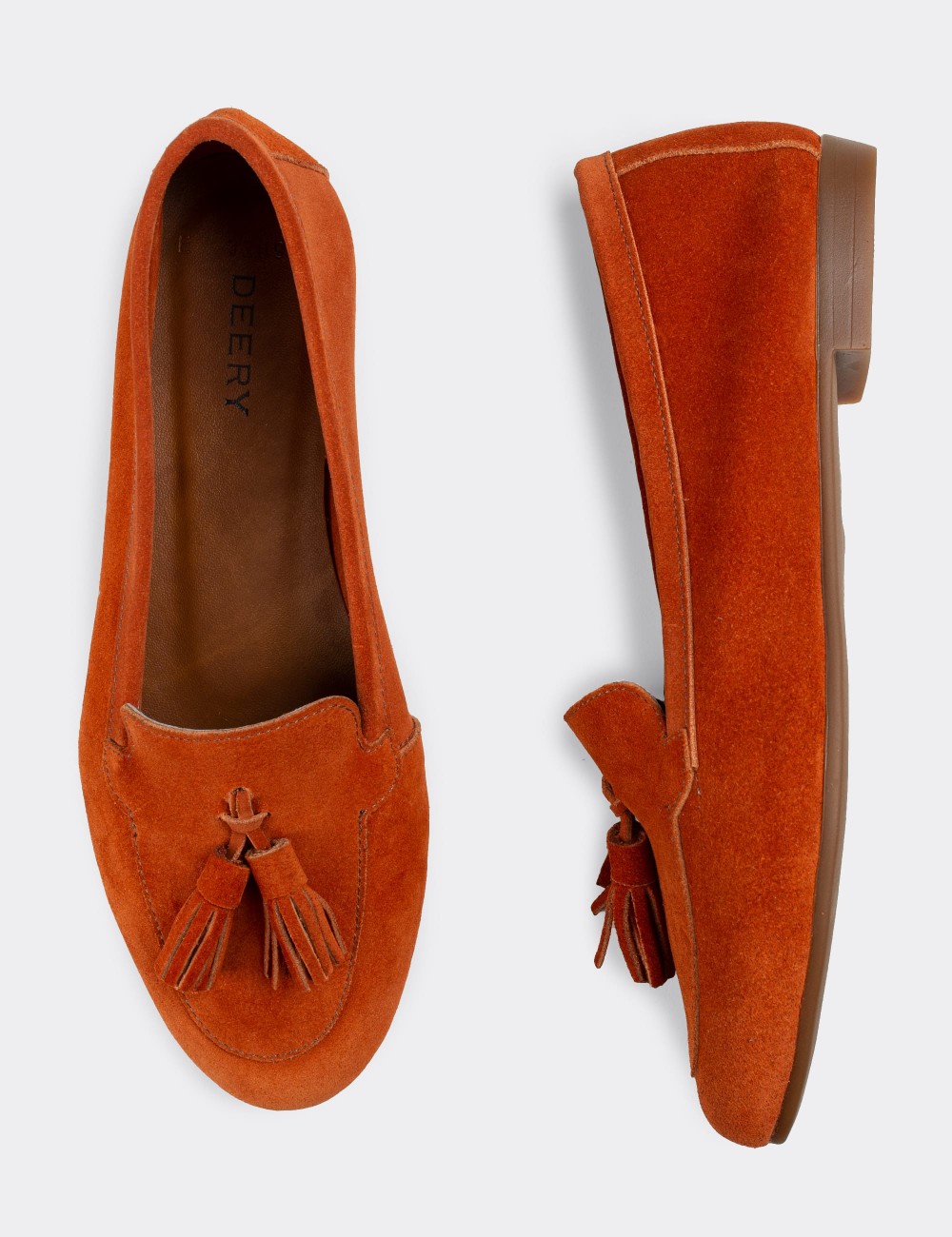 Orange Suede Leather Loafers - E3209ZTRCC01